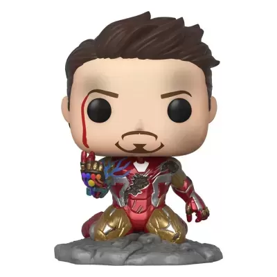 Figura Funko Pop do Homem de Ferro ajoelhado com armadura vermelha e dourada