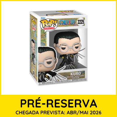 Figura Funko Pop Kuro One Piece com óculos e garras na embalagem