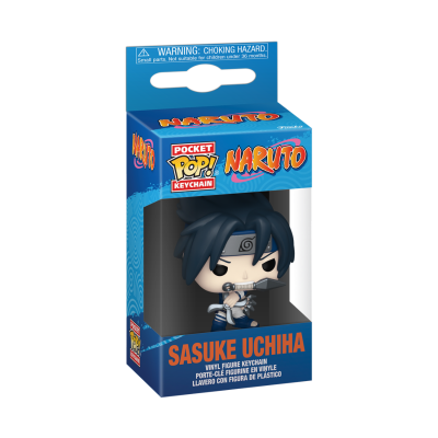 Porte-chaves em vinil Sasuke Uchiha da série Naruto em caixa azul