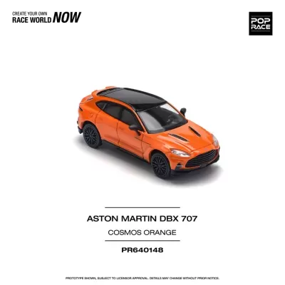 Miniatura de Aston Martin DBX 707 laranja cosmos com tejadilho preto