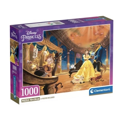 Caixa de quebra-cabeças Disney Princess da Clementoni, 1000 peças, imagem da Bela e o Monstro