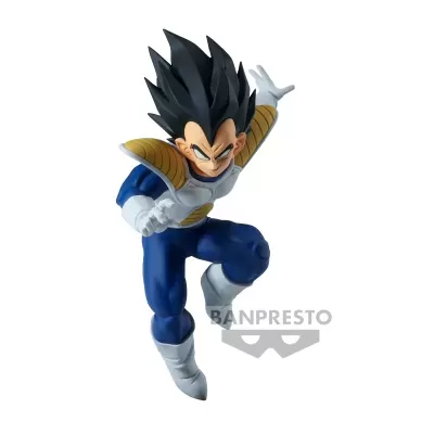 Figura de ação Vegeta com armadura e roupa azul escura.