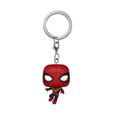 Porta-chaves Homem-Aranha estilo Funko Pop vermelho e azul com anilha prateada