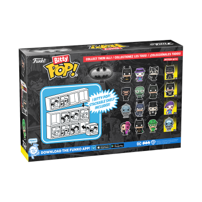 Caixa Funko Pop! Bitty mini figuras Batman com estante empilhável e instruções da app Funko