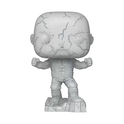 Figura colecionável Funko Pop estilo mármore com aparência rachada numa base.