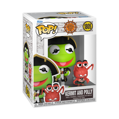 Figuras Funko Pop de Kermit e Polly da Muppet Treasure Island na embalagem