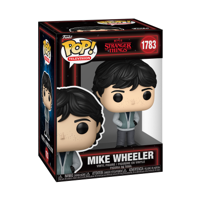 Funko Pop! Mike Wheeler da série Stranger Things em caixa preta e vermelha
