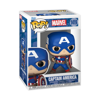 Funko Pop Capitão América na caixa