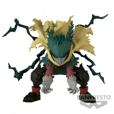 Figura articulada de personagem com capa amarela e cabelo verde
