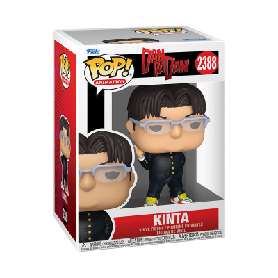 Figura Funko Pop Kinta da animação DAN DA DAN com roupa preta e óculos cinzentos