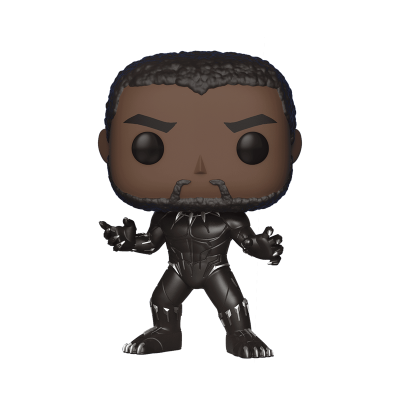 Figura Funko Pop de personagem com fato preto e detalhes prateados