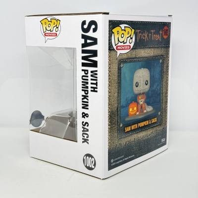 Caixa Pop! Movies com figura Sam com abóbora e saco