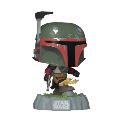 Figura Funko Pop de Boba Fett de Star Wars com capacete verde e vermelho