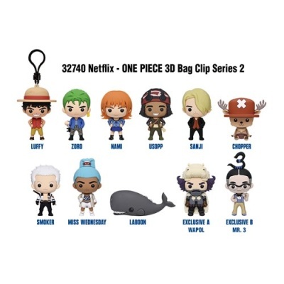 Conjunto de 11 figuras Funko Pop 3D Bag Clips da série ONE PIECE da Netflix com vários personagens coloridos