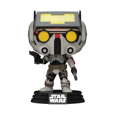 Figura Funko Pop de soldado de Star Wars com capacete branco e amarelo