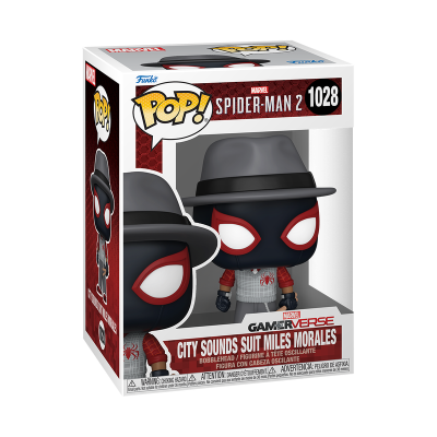 Figura Pop! vinil Mika Miles Morales com máscara e chapéu na caixa