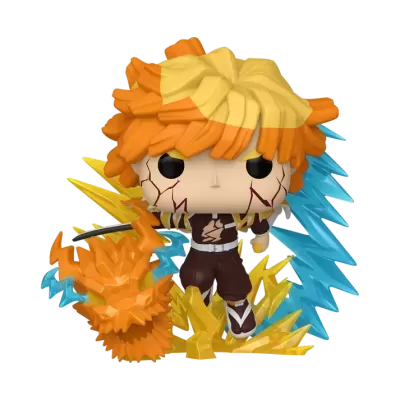 Figura Funko Pop personagem cabelo laranja loiro com energia azul amarela laranja