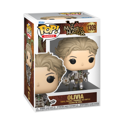 Figura de vinil Funko Pop! Olivia Monster Hunter na caixa