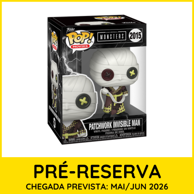 Funko Pop! Patchwork Invisible Man em embalagem preta com janela transparente