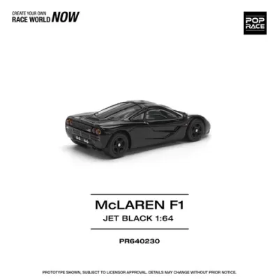 Modelo reduzido McLAREN F1 preto 1:64 com texto e logo