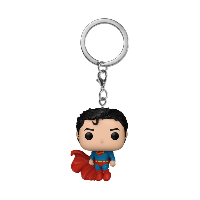 Porta-chaves Funko Pop Superman com capa vermelha e traje azul e vermelho