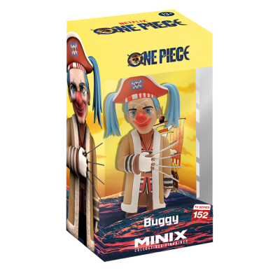 Caixa de brinquedo colecionável Minix One Piece personagem Buggy