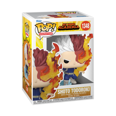 Funko Pop! do Shoto Todoroki com fogo nas mãos na caixa