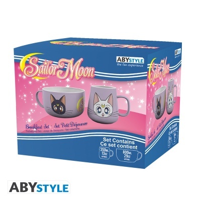 Conjunto de duas canecas Sailor Moon com gatos em caixa ABYSTYLE