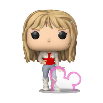 Figura Funko Pop loira com roupa casual e base decorativa