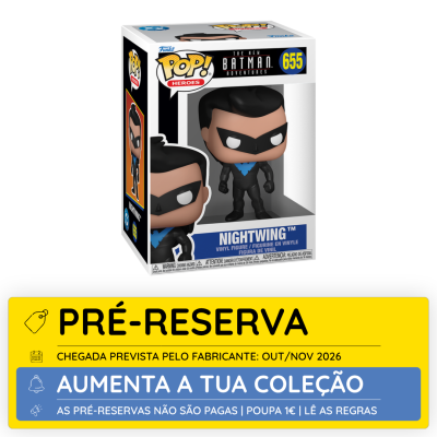 Figura Funko Pop! Nightwing Batman na caixa com aviso de pré-reserva