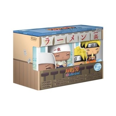 Figura colecionável Naruto Shippuden em caixa de restaurante de ramen.