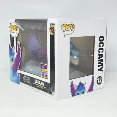 Figura POP! de vinil do Occamy azul com asas roxas na caixa branca
