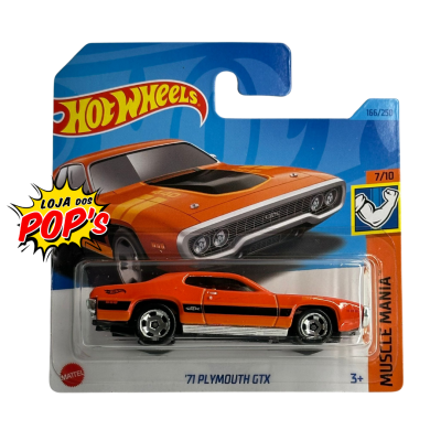 Carrinho Hot Wheels '71 Plymouth GTX laranja na embalagem original