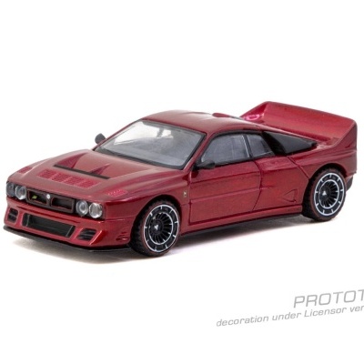 Miniatura de carro desportivo vermelho metálico com quatro faróis dianteiros