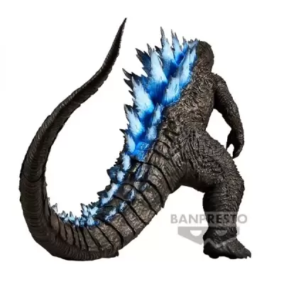 Figura colecionável Godzilla preta e azul com placas dorsais brilhantes