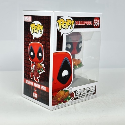 Funko Pop! Deadpool 534 em embalagem branca com janela transparente