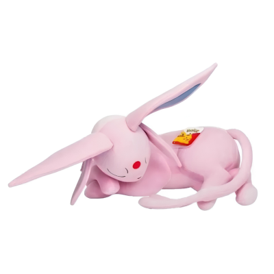 Pelúcia rosa de Pokémon com orelhas grandes e olhos semicerrados