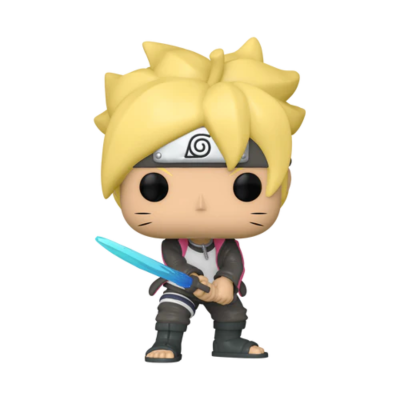 Boneco Funko Pop do Naruto com cabelo amarelo e espada azul