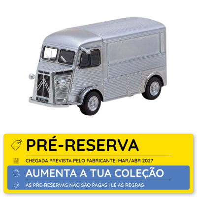 Miniatura metálica de carrinha clássica Citroën prateada com detalhes em preto