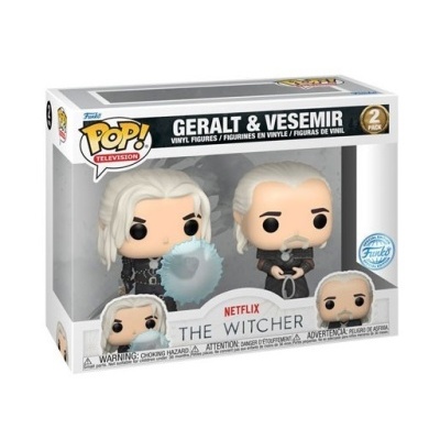 Pack Funko Pop! Geralt e Vesemir da série The Witcher em caixa