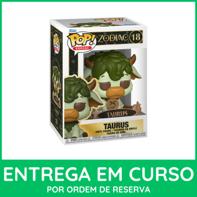 Figura Funko Pop! Zodiac Taurus em caixa com fundo branco e texto verde