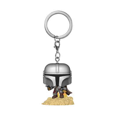 Chaveiro Funko Pop Mandalorian com base arenosa bege