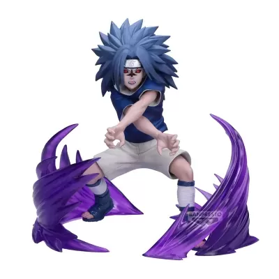 Figura de ação de personagem com efeitos roxos