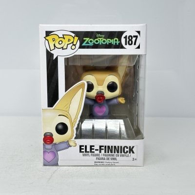 Figura Funko Pop Ele-Finnick da Disney Zootopia em caixa branca com número 187