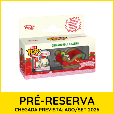 Caixa Funko Bitty Pop! Rides Cinnamoroll & Sleigh com figura e trenó natalício.