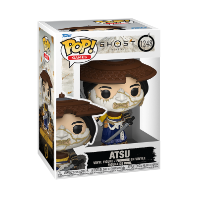 Boneco Funko Pop Games Atsu do Ghost of Tsushima em caixa com janela transparente