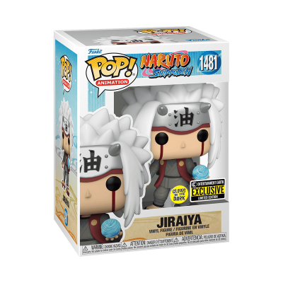 Figura Funko Pop! de vinil da personagem Jiraiya da Naruto Shippuden na embalagem