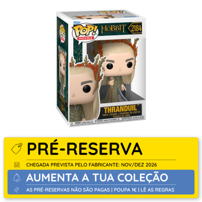 Boneco Funko Pop Thrandiul do Hobbit na caixa com coroa de galhos
