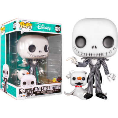 Figura vinil Jack Skellington Pop! Disney 809 com cão na caixa