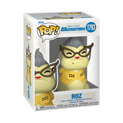 Figura de vinil Roz Disney/Pixar Monsters POP! numa caixa branca com janela transparente